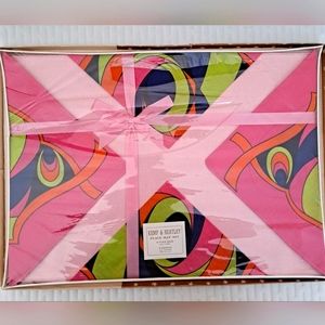 Vtg Place Mat Set Italian Linen Kemp & Beatley NIB Original Packaging Pink Green